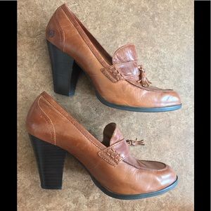 Born Handcrafted Cognac brown leather Oxford Heels dark academia